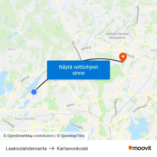 Laaksolahdenranta to Kartanonkoski map
