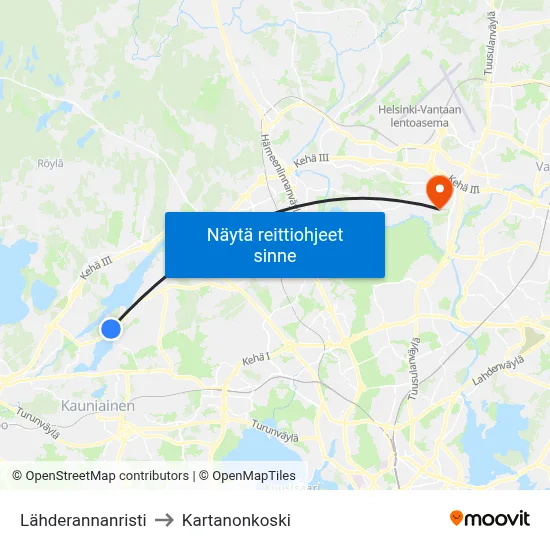 Lähderannanristi to Kartanonkoski map