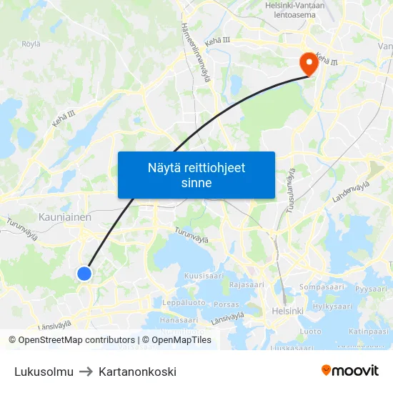 Lukusolmu to Kartanonkoski map