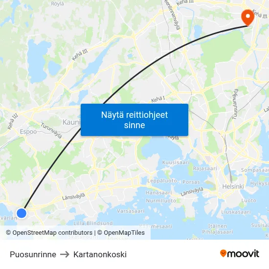 Puosunrinne to Kartanonkoski map