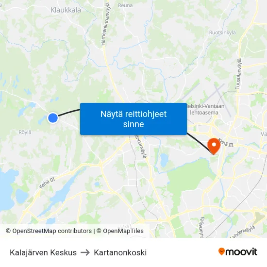 Kalajärven Keskus to Kartanonkoski map