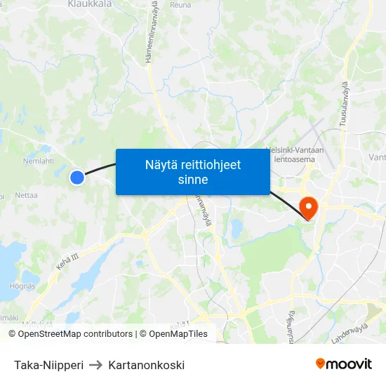 Taka-Niipperi to Kartanonkoski map