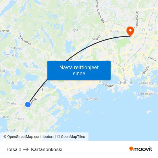 Tolsa 🚆 to Kartanonkoski map