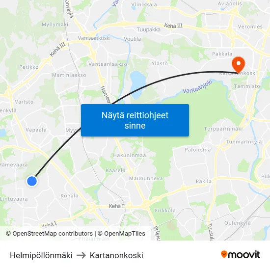 Helmipöllönmäki to Kartanonkoski map
