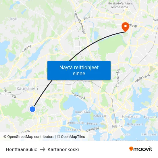 Henttaanaukio | 🏫🌳 to Kartanonkoski map