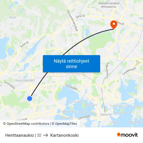 Henttaanaukio | 🏫🌳 to Kartanonkoski map