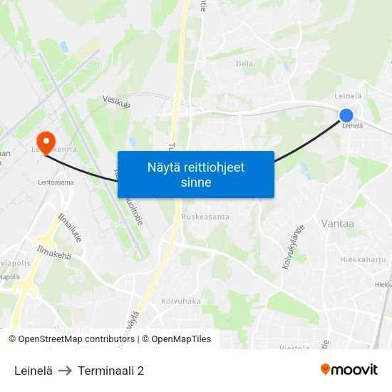 Leinelä to Terminaali 2 map