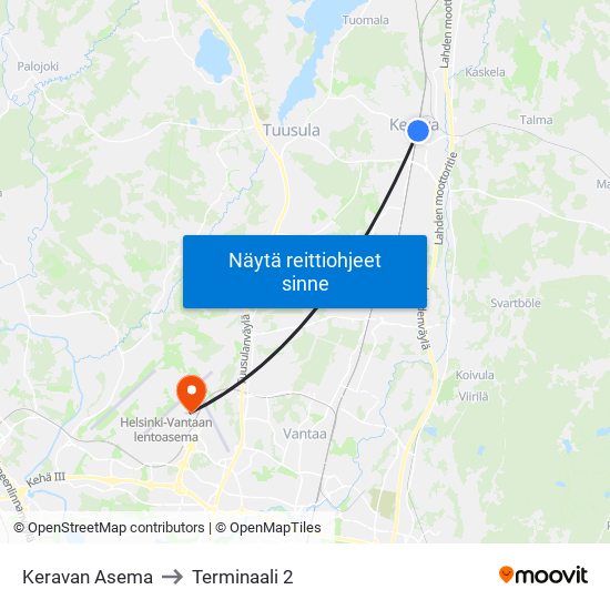 Keravan Asema to Terminaali 2 map