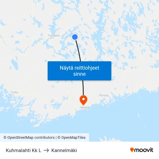 Kuhmalahti Kk L to Kannelmäki map