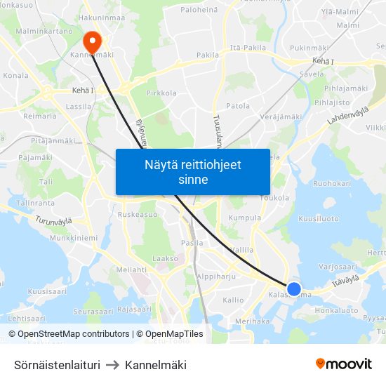 Sörnäistenlaituri to Kannelmäki map