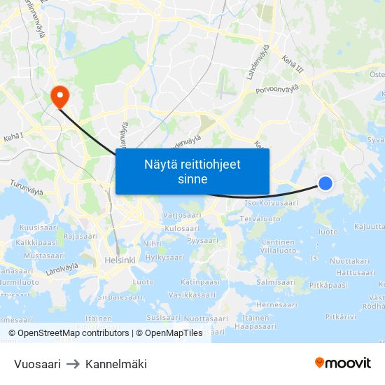 Vuosaari to Kannelmäki map