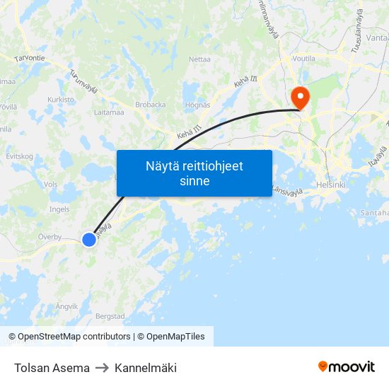 Tolsan Asema to Kannelmäki map
