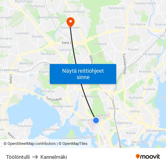 Töölöntulli to Kannelmäki map