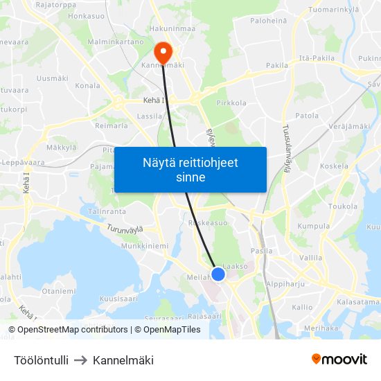 Töölöntulli to Kannelmäki map