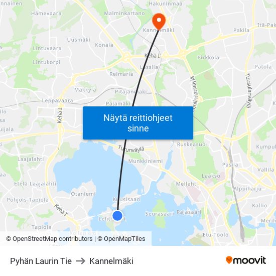 Pyhän Laurin Tie to Kannelmäki map