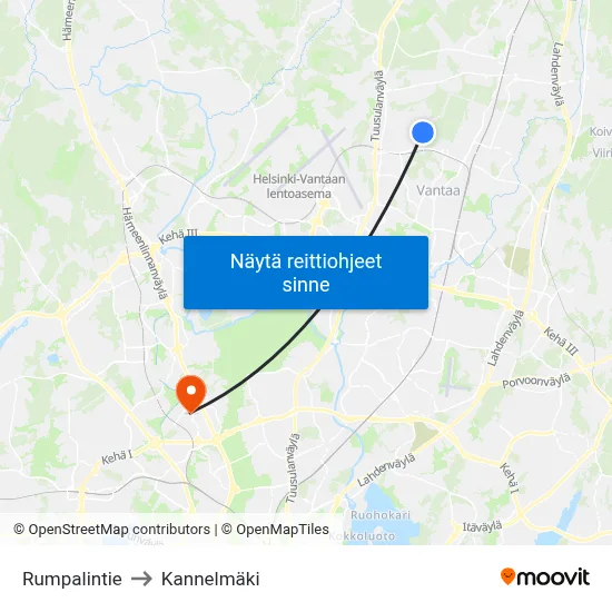 Rumpalintie to Kannelmäki map