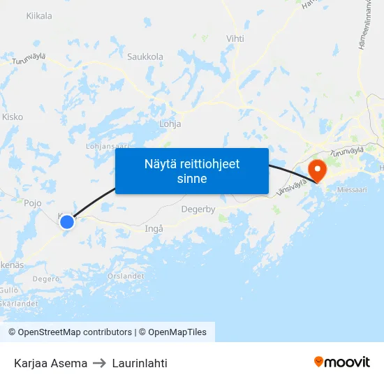 Karjaa Asema to Laurinlahti map