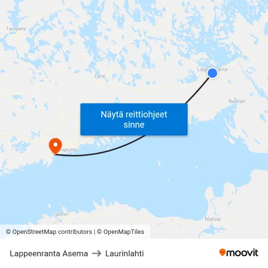 Lappeenranta Asema to Laurinlahti map