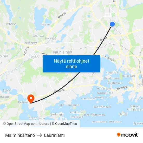 Malminkartano to Laurinlahti map