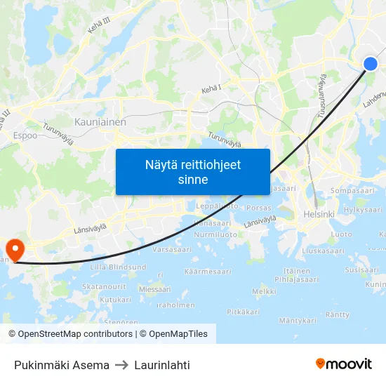 Pukinmäki Asema to Laurinlahti map