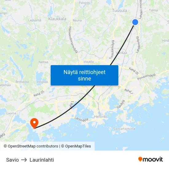 Savio to Laurinlahti map