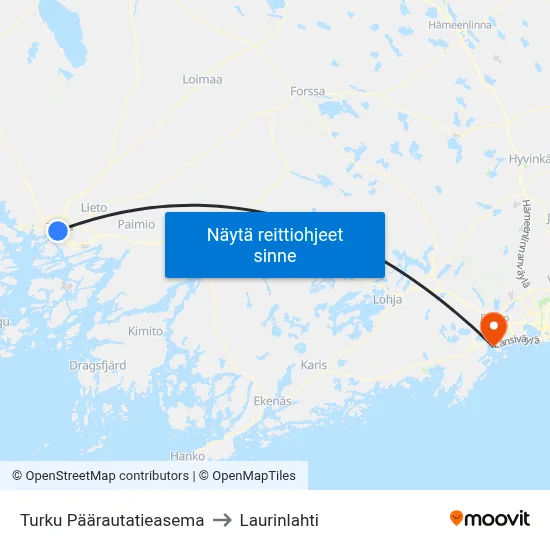 Turku Päärautatieasema to Laurinlahti map