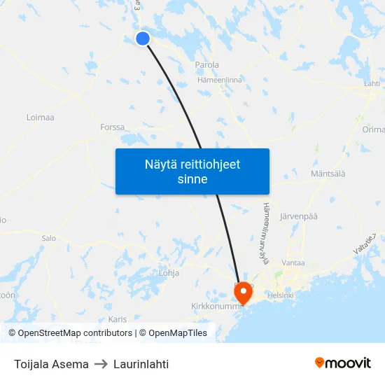 Toijala Asema to Laurinlahti map