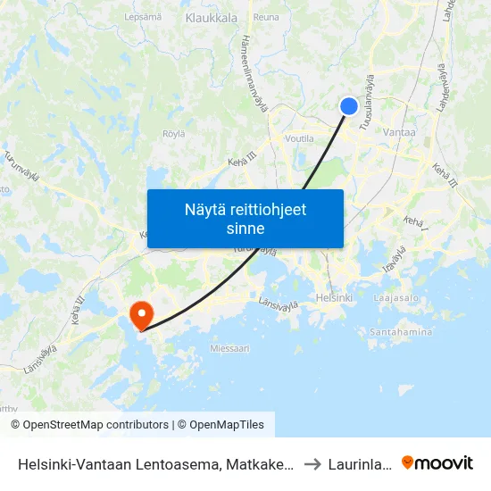 Helsinki-Vantaan Lentoasema, Matkakeskus to Laurinlahti map