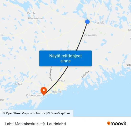 Lahti Matkakeskus to Laurinlahti map