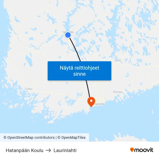 Hatanpään Koulu to Laurinlahti map