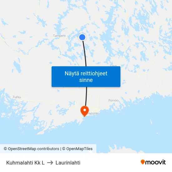 Kuhmalahti Kk L to Laurinlahti map