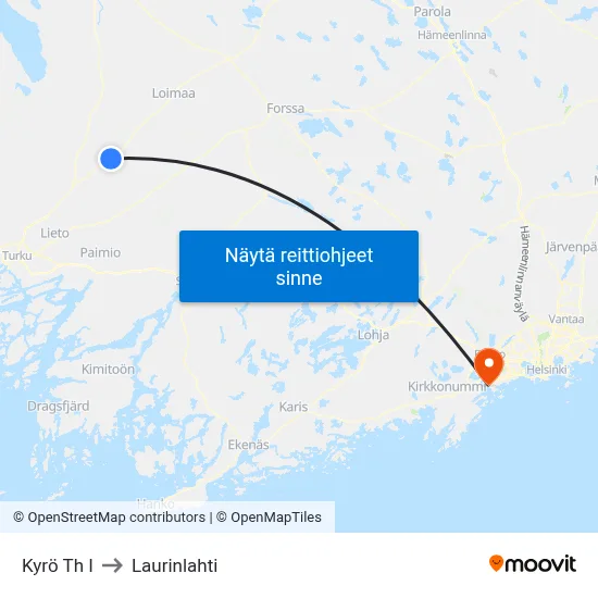Kyrö Th I to Laurinlahti map