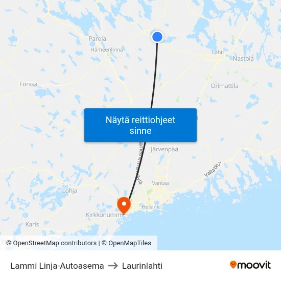 Lammi Linja-Autoasema to Laurinlahti map