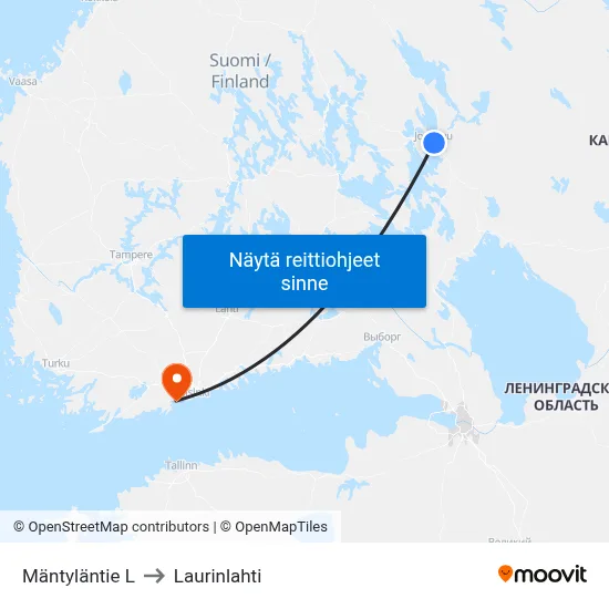 Mäntyläntie L to Laurinlahti map