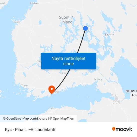 Kys - Piha L to Laurinlahti map