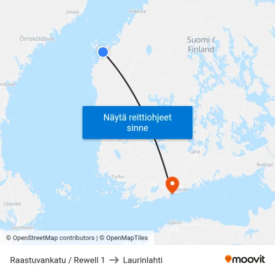 Raastuvankatu / Rewell 1 to Laurinlahti map
