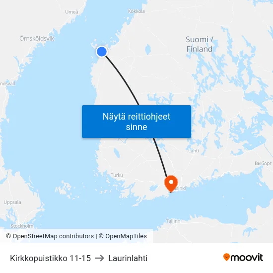 Kirkkopuistikko 11-15 to Laurinlahti map