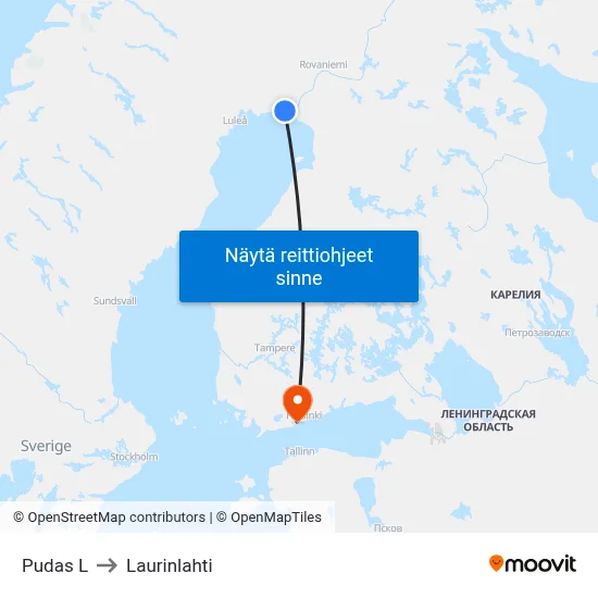 Pudas L to Laurinlahti map