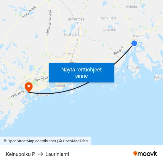 Keinupolku P to Laurinlahti map