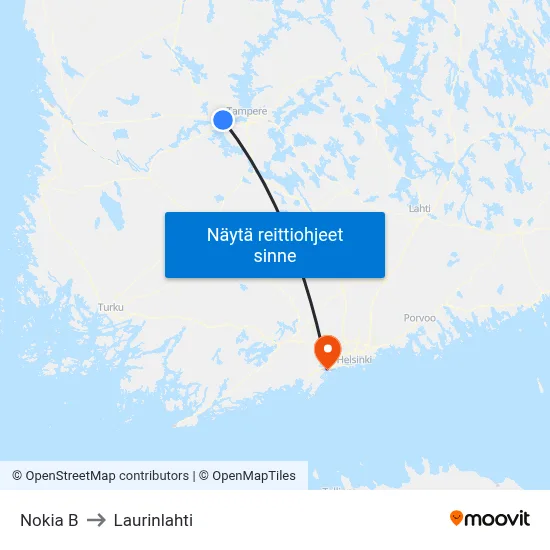 Nokia B to Laurinlahti map