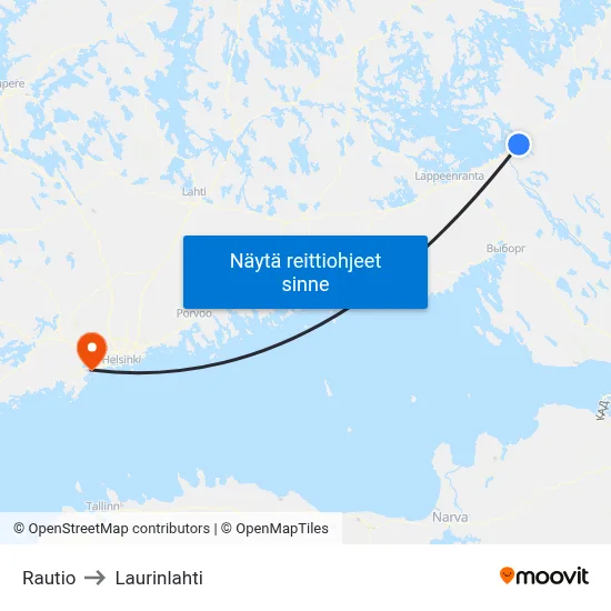 Rautio to Laurinlahti map