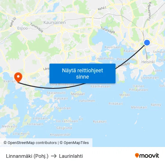 Linnanmäki (Pohj.) to Laurinlahti map