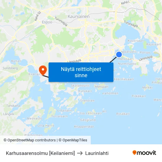 Karhusaarensolmu [Keilaniemi] to Laurinlahti map
