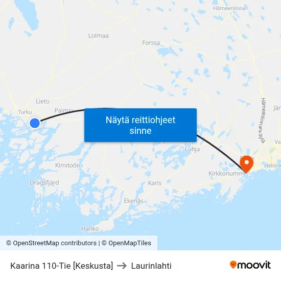 Kaarina 110-Tie [Keskusta] to Laurinlahti map