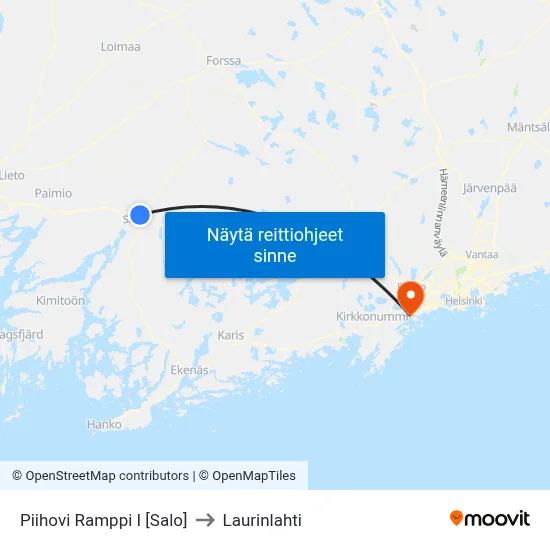 Piihovi Ramppi I [Salo] to Laurinlahti map