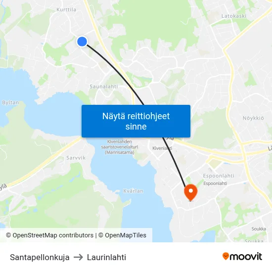 Santapellonkuja to Laurinlahti map