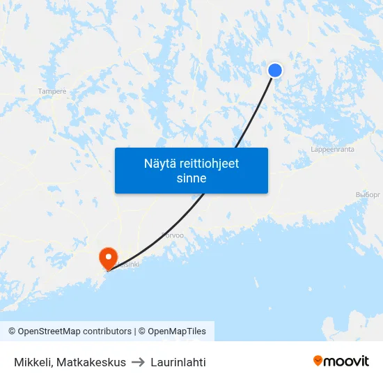Mikkeli, Matkakeskus to Laurinlahti map