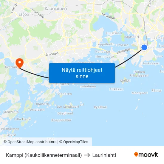 Kamppi (Kaukoliikenneterminaali) to Laurinlahti map