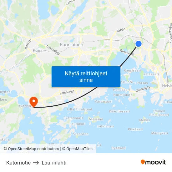 Kutomotie to Laurinlahti map