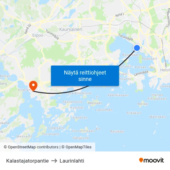 Kalastajatorpantie to Laurinlahti map